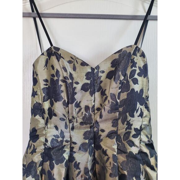 Vintage Rare Roberta Cocktail Dress Black Gold Layered Skirt 80's, Size 5/6 - Picture 2 of 10